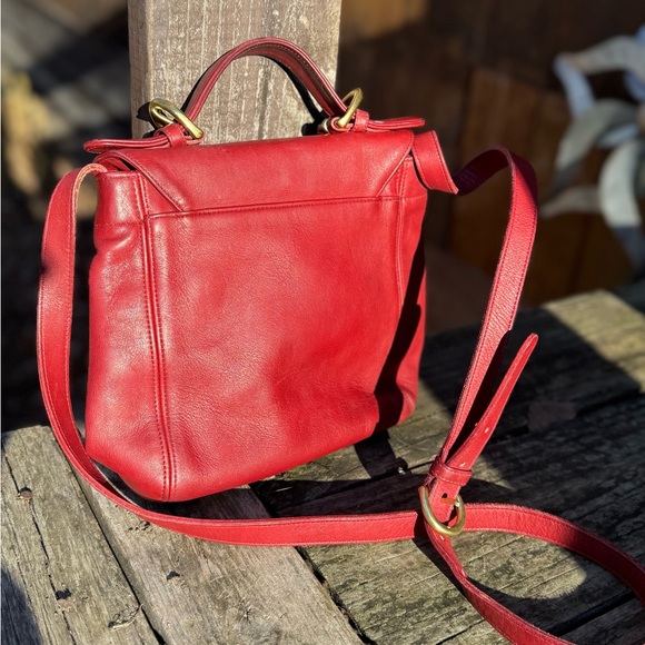 Coach Rare Red Leather Soho Legacy Handle Crossbody Bag with brass Hardware 4158 - Picture 3 of 6